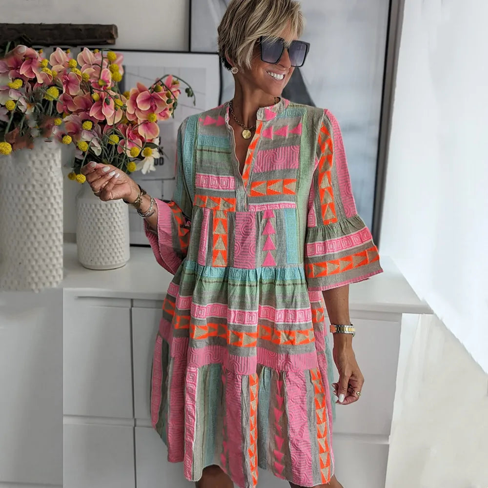 Sienna | Bohemian Geometric Tiered Dress