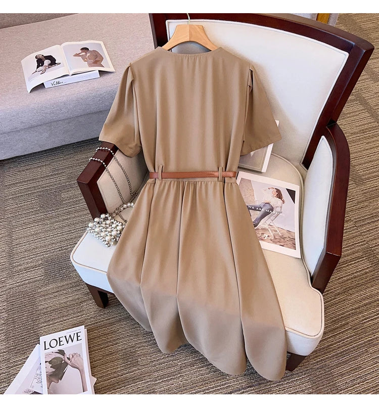 Heidi-Mode | Lässiges Vintage Gürtelkleid In großen Größen