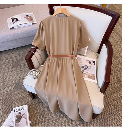 Heidi-Mode | Lässiges Vintage Gürtelkleid In großen Größen