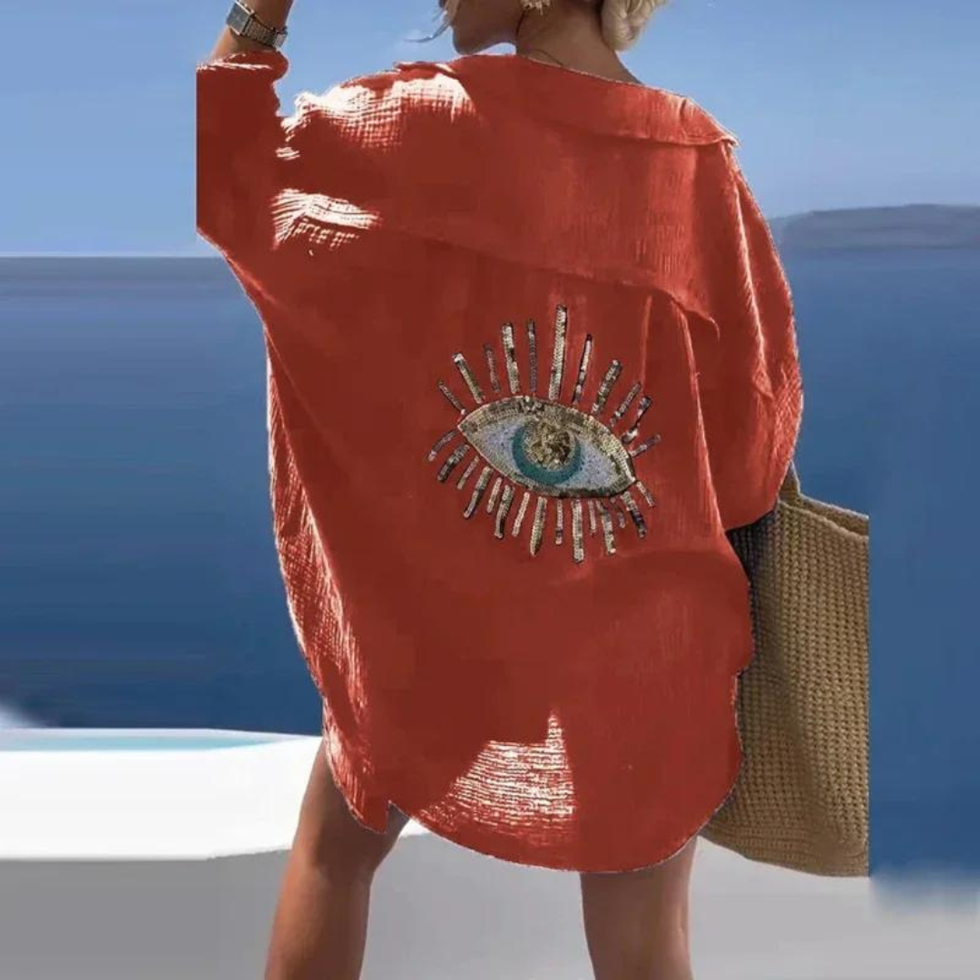 Sara | Stilvolles Hemd mit Pailletten und Perlenakzent