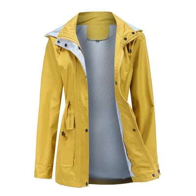 Übergangsjacke für Damen - Leichte wasserdichte Regenjacke mit Kapuze