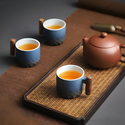 Keramik-Kaffeebecher mit Holzgriff – Retro-Design, Robust und Stilvoll | Perfekt für Kaffee und Tee