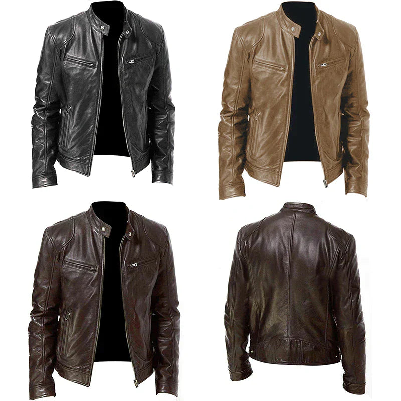 WindGuard® | Elegante Herrenlederjacke mit Wind- und Wetterschutz