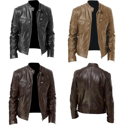 WindGuard® | Elegante Herrenlederjacke mit Wind- und Wetterschutz
