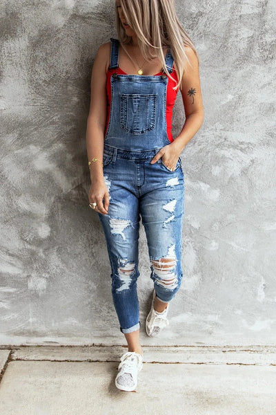Amanda Denim-Romper | Stylischer, moderner Jeans-Romper für Damen mit Löchern