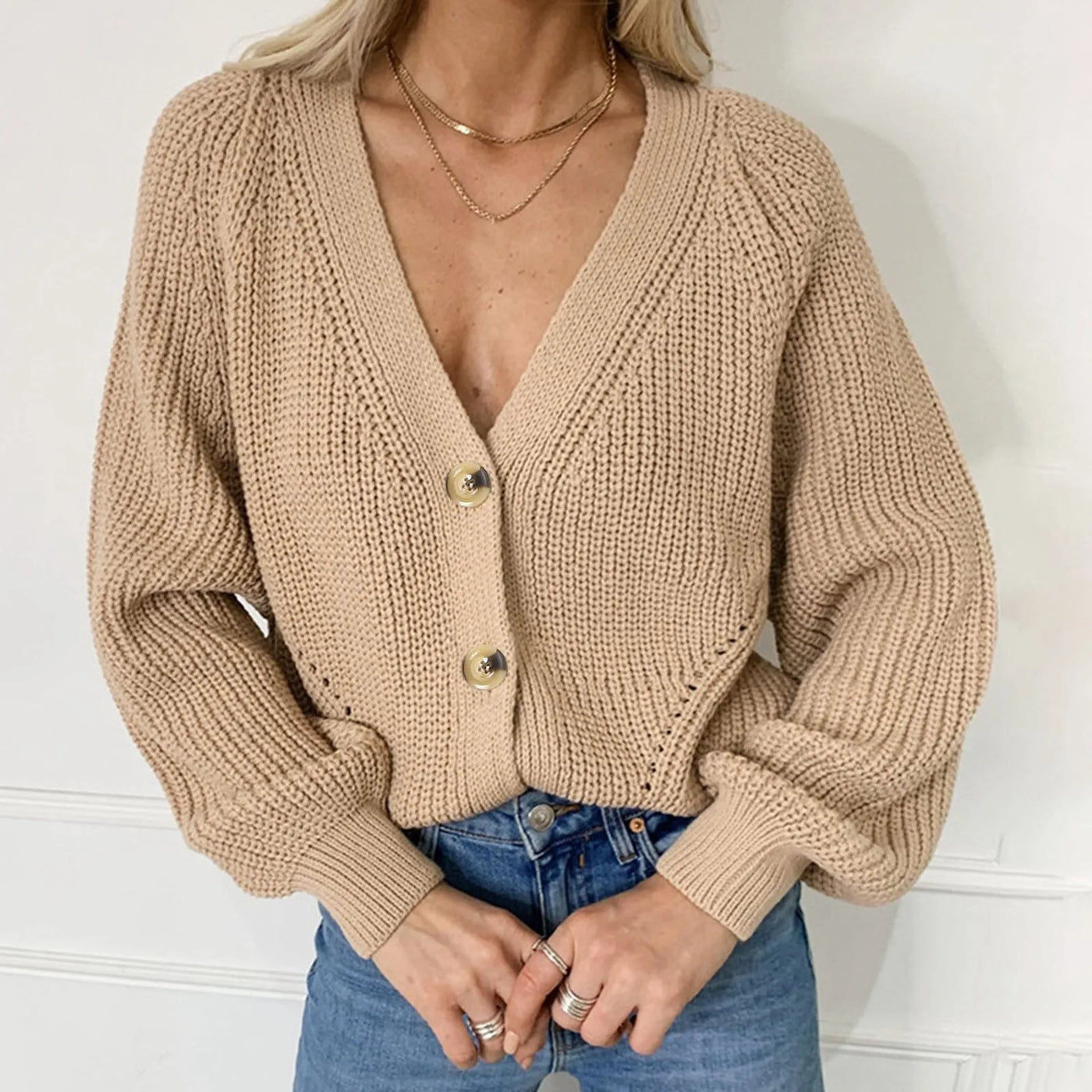 Heidi-Mode | warmer Strick V-Ausschnitt Pullover