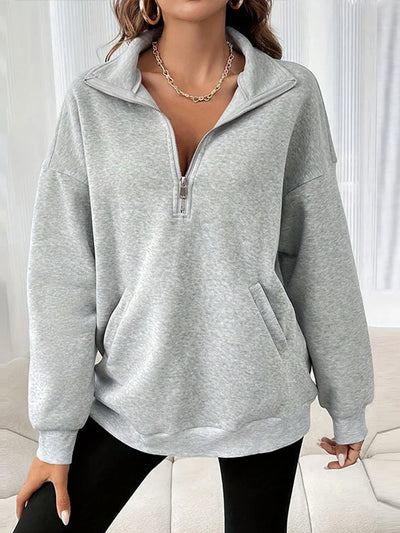 Avery | Schlankes Sweatshirt mit halbem Reißverschluss