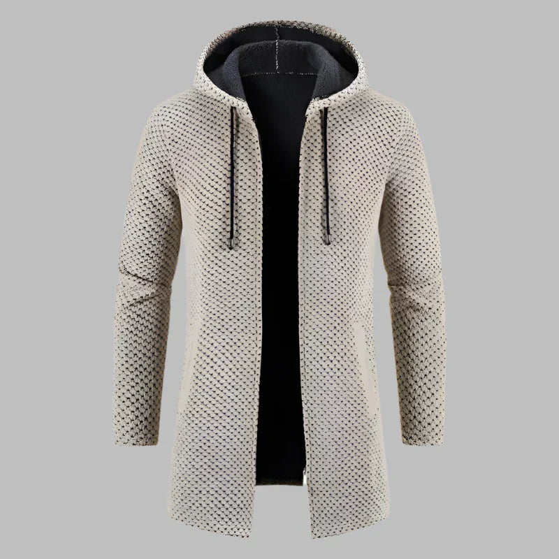 Hoodie für Herren - Lange Übergangsjacke mit Kapuze und Reißverschluss