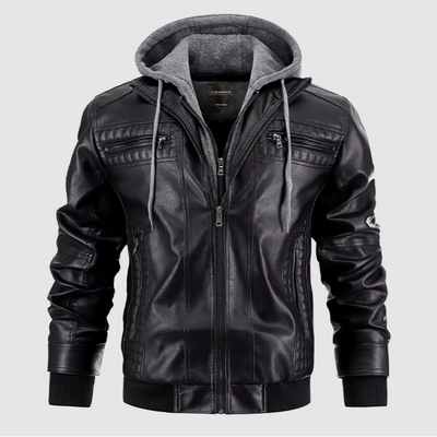 CitySleek Kapuzenjacke | Exklusive Herren-Lederjacke mit Kapuze