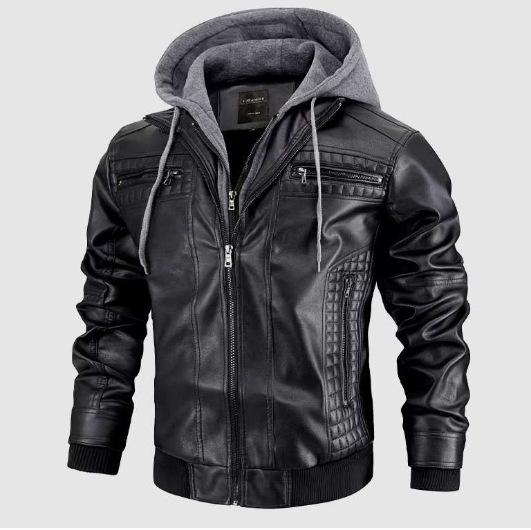 CitySleek Kapuzenjacke | Exklusive Herren-Lederjacke mit Kapuze