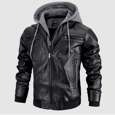 CitySleek Kapuzenjacke | Exklusive Herren-Lederjacke mit Kapuze