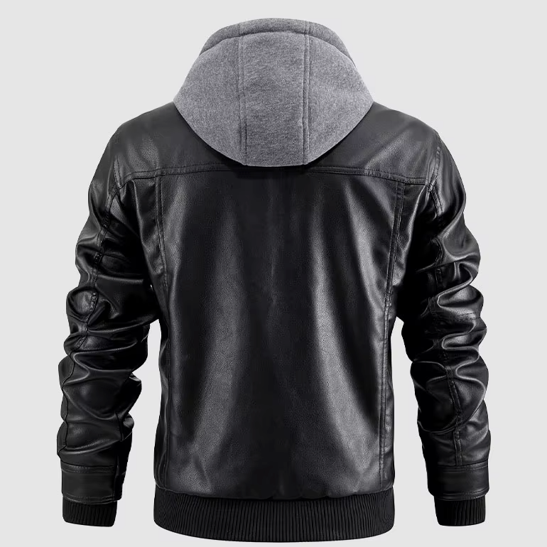 CitySleek Kapuzenjacke | Exklusive Herren-Lederjacke mit Kapuze