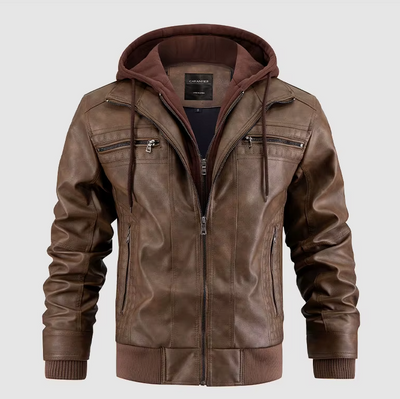 CitySleek Kapuzenjacke | Exklusive Herren-Lederjacke mit Kapuze