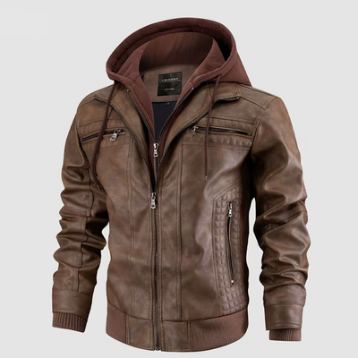 CitySleek Kapuzenjacke | Exklusive Herren-Lederjacke mit Kapuze