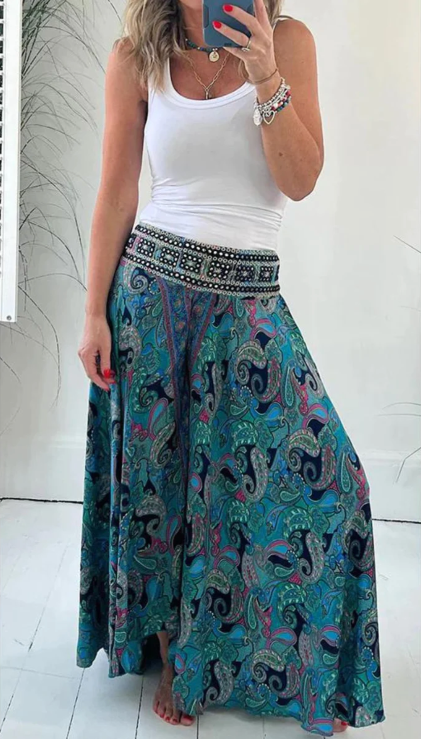 Carla Weite Hose mit Sommerprint für Damen