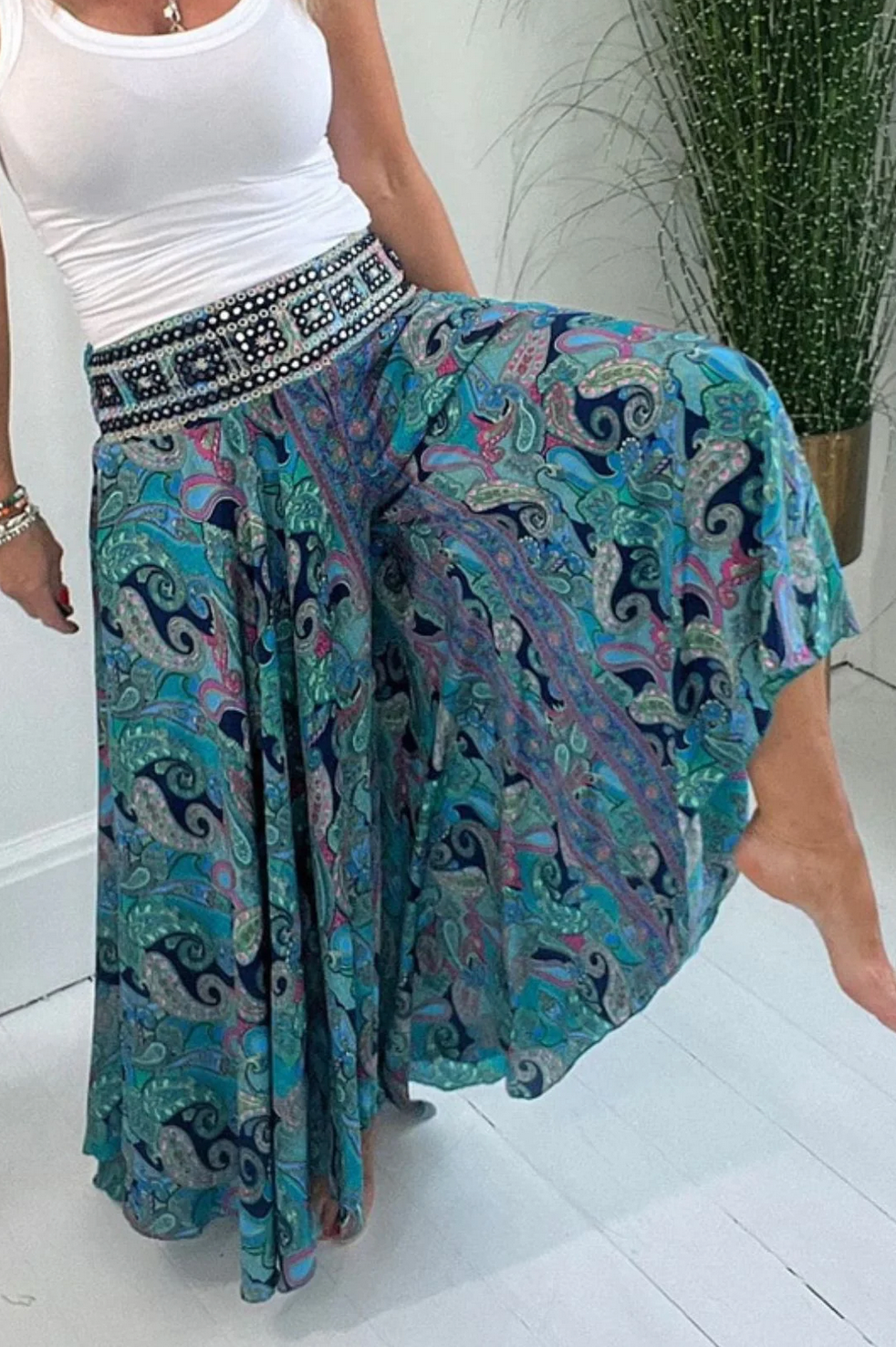 Carla Weite Hose mit Sommerprint für Damen