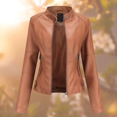Sara | Schlanke Kunstleder Bikerjacke
