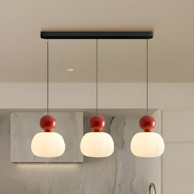 Pendelleuchte in Kürbisform – Cremefarbenes  Hängelampe Design für ein Gemütliches Wohnambiente