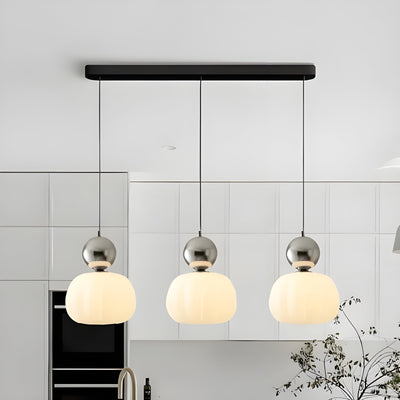 Pendelleuchte in Kürbisform – Cremefarbenes  Hängelampe Design für ein Gemütliches Wohnambiente