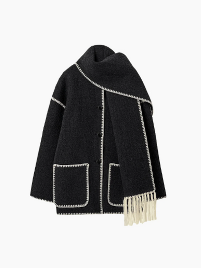 Heidi-Mode | Warmer Mantel Mit Schal Mit Quasten