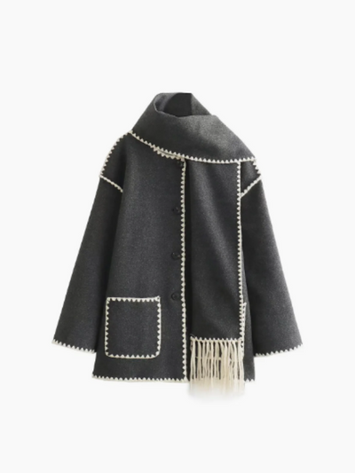 Heidi-Mode | Warmer Mantel Mit Schal Mit Quasten