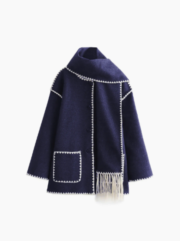 Heidi-Mode | Warmer Mantel Mit Schal Mit Quasten