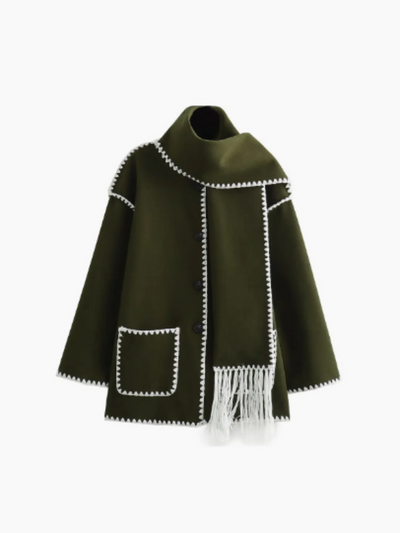 Heidi-Mode | Warmer Mantel Mit Schal Mit Quasten