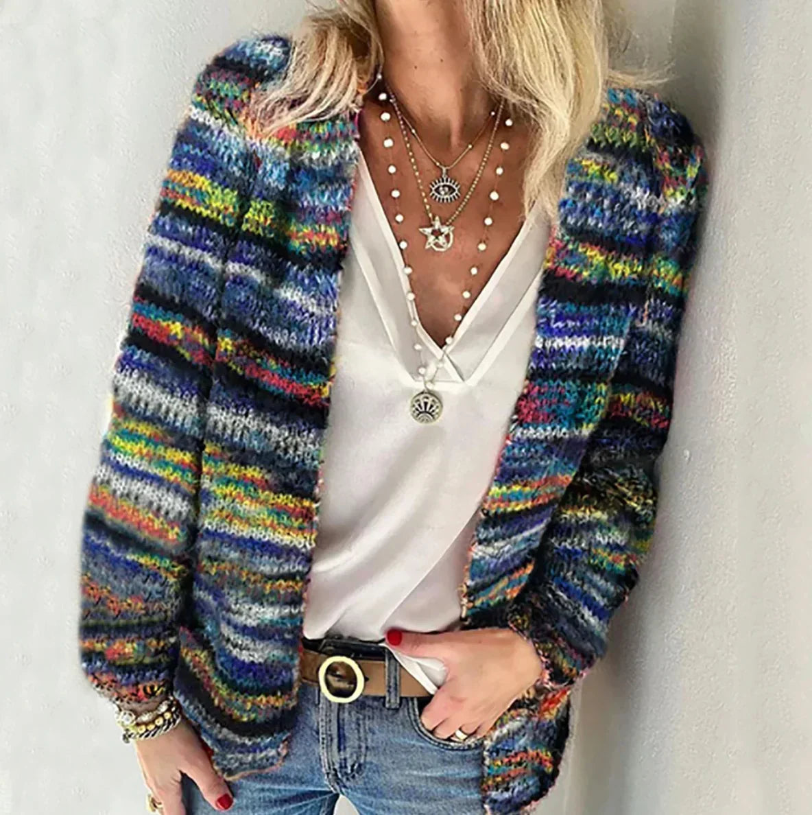 Joanne | Damen Bunte Strickjacke