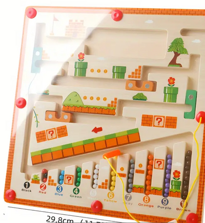 Magnetisches Pilz-Sortierbrett – Zählpuzzle mit Stift und Perlenlabyrinth