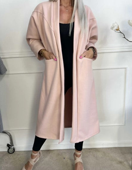 Annah - übergroßer mantel mit klaren nähten und taschen