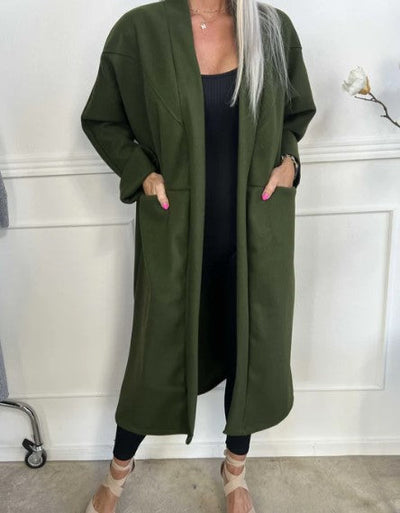Annah - übergroßer mantel mit klaren nähten und taschen