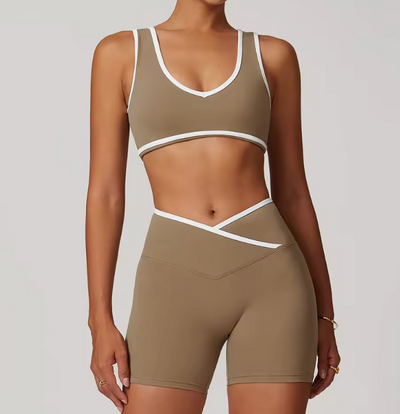 Damen 2-teiliges Yoga- & Pilates-Set – Nahtloses Trainingsoutfit mit Leggings & Oberteil