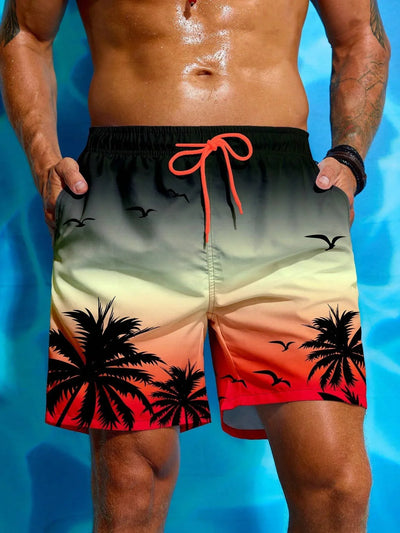 Badeshorts Mit Palmen Print Für Herren | Atmungsaktiv