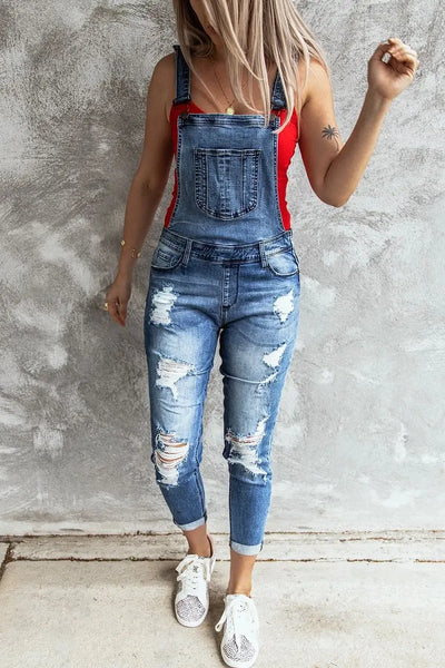 Amanda Denim-Romper | Stylischer, moderner Jeans-Romper für Damen mit Löchern