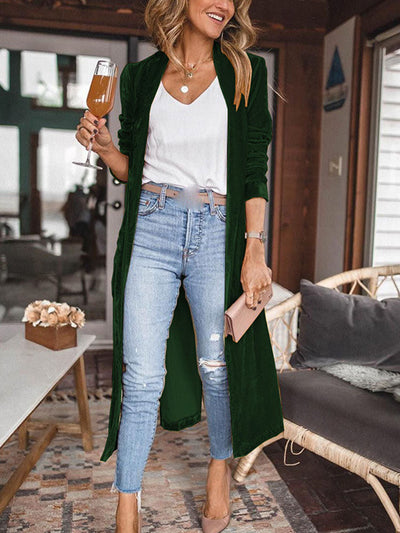 Heidi-Mode | Stilvolle Samt Lange Cardigan