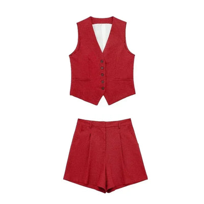 Ellen Elegant Set | Stilvolles Sommer-Set für Damen mit V-Ausschnitt-Top und Shorts