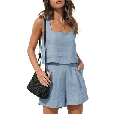 Cassie Stylish Zweiteiler | Modernes ärmelloses Oberteil weite Shorts Sommer Set