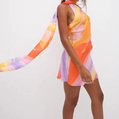 Heidi-Mode | Halterkragen Orange Rückseitig freies Kleid