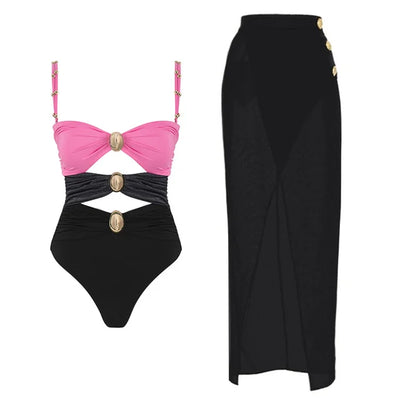Heidi-Mode | Glänzende Halter Knopf Badebekleidung