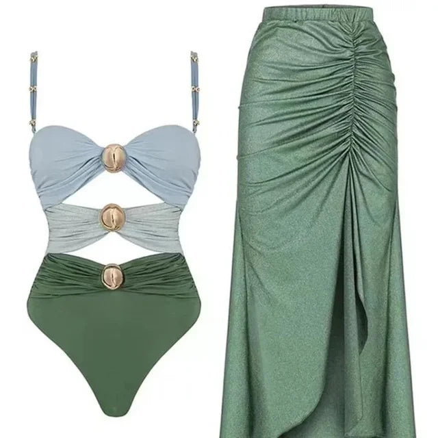 Heidi-Mode | Glänzende Halter Knopf Badebekleidung