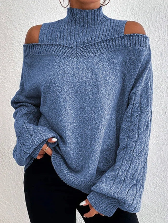 Becky Glamour | Eleganter Schulterfreier Rollkragenpullover für Stil und Komfort