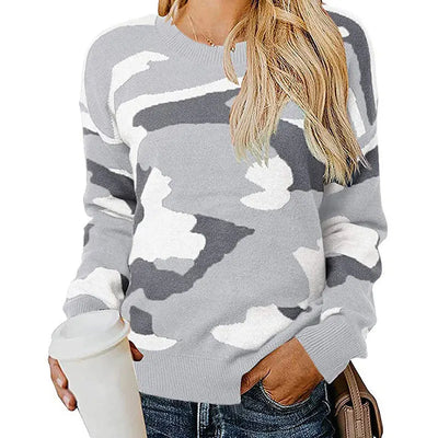 Le Clair | Camouflage-Strickpullover mit Leopardenmuster