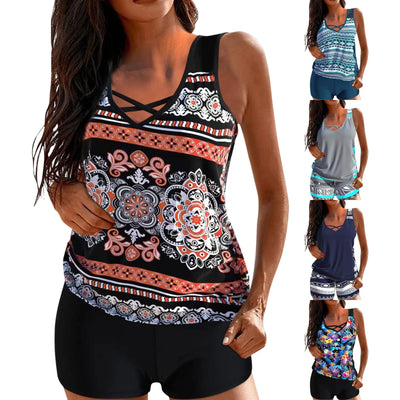 Heidi-Mode | Stilvolles Geometrisches Tankini-Set