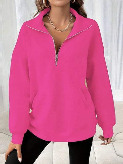 Avery | Schlankes Sweatshirt mit halbem Reißverschluss