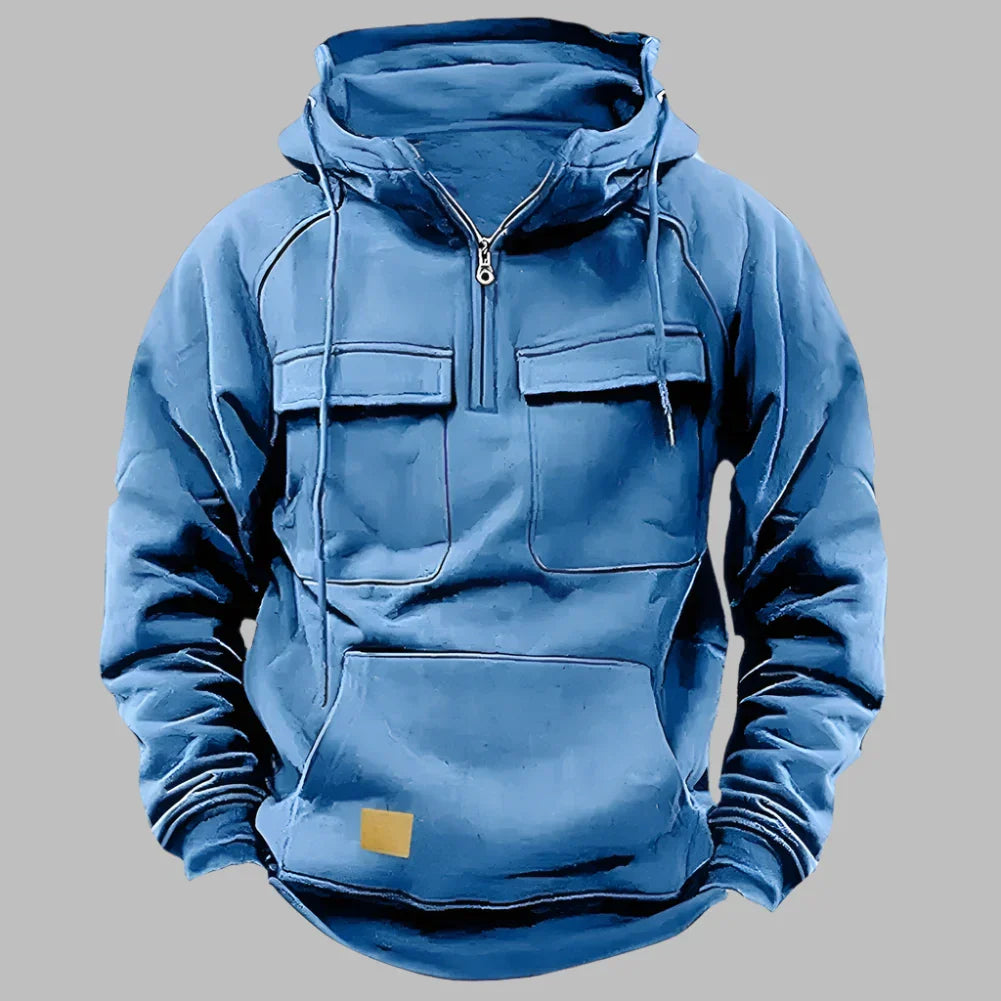 Hoodie für Herren - Sportlicher Kapuzenpullover mit halbem Reißverschluss
