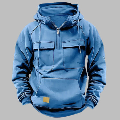 Hoodie für Herren - Sportlicher Kapuzenpullover mit halbem Reißverschluss