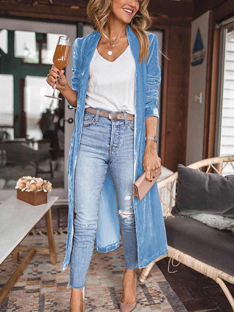 Heidi-Mode | Stilvolle Samt Lange Cardigan