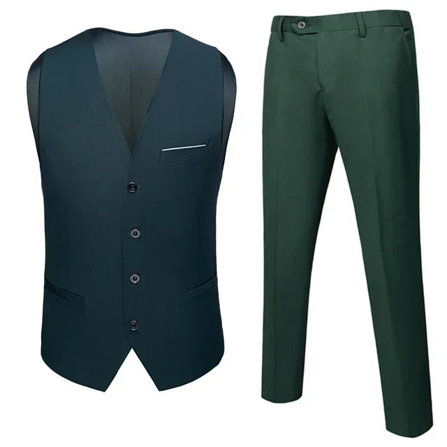 Herren Slim Fit Ärmellose Weste und Hose Set | Hochzeitsgast Anzug