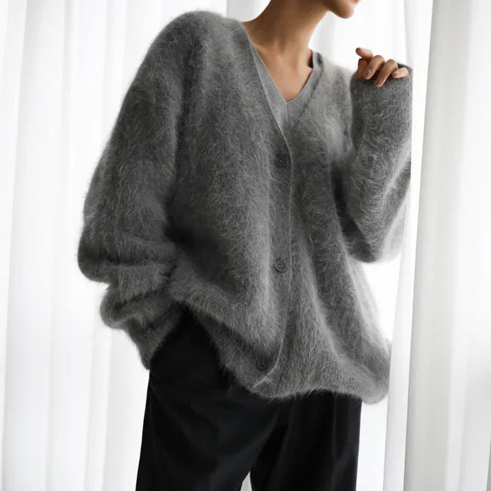Heidi-Mode | Stilvolle Oversized V-Ausschnitt Strickpullover