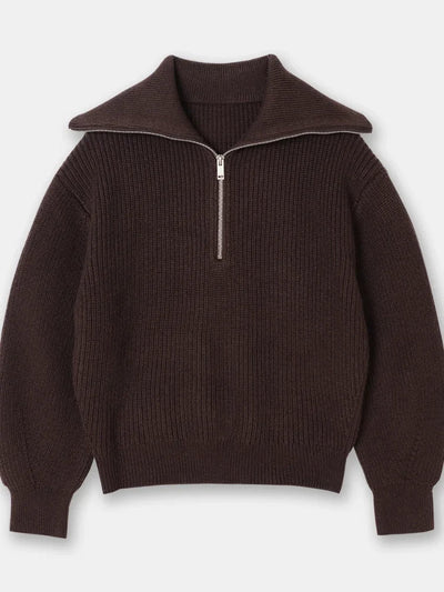 Heidi-Mode | Lässiger Halb-Reißverschluss Gestreifter Pullover